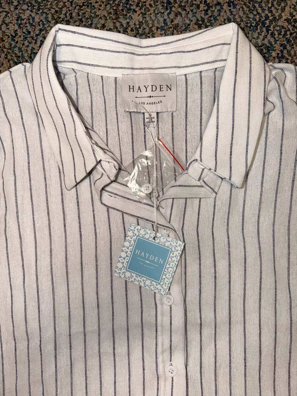 Hayden Los Angeles Striped High-Low Button Down Tunic Shirt Size S Office NWT